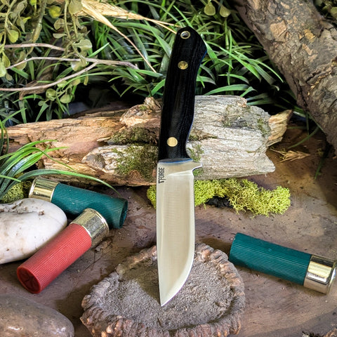 ARTEMIS EDC - Black Canvas Micarta - Blue Liners -Brass Pins