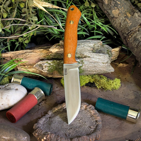 ARTEMIS EDC - Vintage Canvas Micarta- Tiffany Blue Liners - Brass Pins