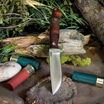 ARTEMIS EDC - Stacked Leather - Turquoise G10 Liners - Mosaic Pins