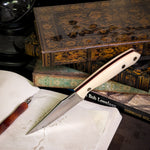 Catalyst - Ivory Linen Micarta - Red Liners - Mosaic Pins