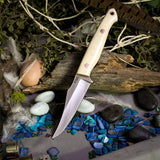 Kingfisher - Ivory Linen Micarta - Red Liners - Mosiac Pins