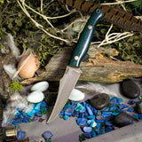 Kingfisher - Evergreen Burlap Micarta - Natural Canvas Liners - Brass Pins