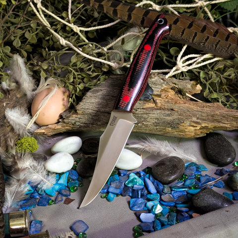 Kingfisher - Lilith Burlap Micarta - Red Liners - Red pins