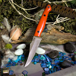 Kingfisher - Orange Linen Micarta - Black Liners - Black Pins