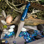 Kingfisher - Blue Burlap Micarta - Natural Canvas Liners - Brass Pins