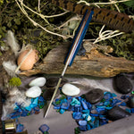 Kingfisher - Blue Burlap Micarta - Natural Canvas Liners - Brass Pins