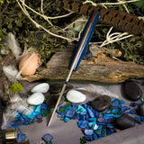 Kingfisher - Blue Burlap Micarta - Natural Canvas Liners - Brass Pins