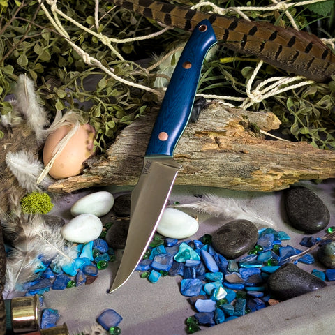 Kingfisher - Blue Linen Micarta - Tiffany Blue Liners - Copper Pins