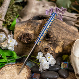 Prototype Pelter EDC - Blue Maze Micarta - Blue Linen Liners - Copper Pins