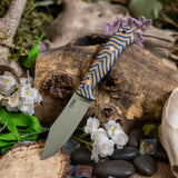 Prototype Pelter EDC - Blue Maze Micarta - Blue Linen Liners - Copper Pins