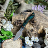 Siren - Blue Redwood Burl - Natural Canvas Micarta Liners - Natural Canvas Pins