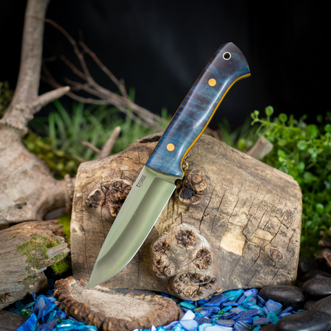 Avalon Hunter -Dark Blue Curly Maple - Thick Vintage Canvas Liners - Butterscotch Pins