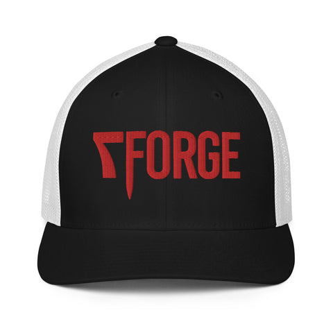 7FORGE RED EMBROIDERED FLEX FIT TRUCKER HAT