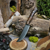 Custom trailing point hunter - Spalted red oak burl - Black canvas liners - mosaic pins