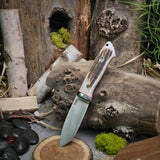 Classic Drop Point Hunter - stag - red liners - mosaic pins