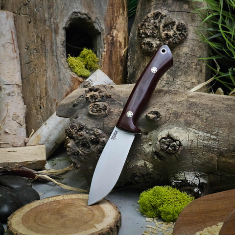 Arctic EDC - Maroon linen Micarta - natural canva liners - mosaic pins