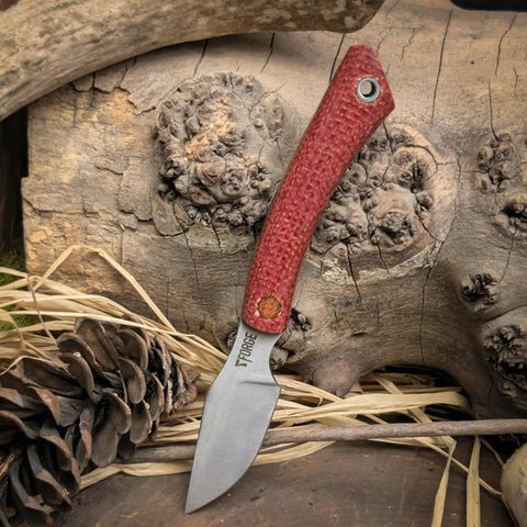 Siren - Bordeaux Burlap - Natural Canvas Micarta Liners - Natural canvas micarta pin