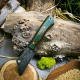 Prototype Reptar - Druid Burlap micarta - Natural canvas micarta liners - natural canvas micarta pins