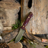 Artemis Trapper - Double Red Canvas Micarta - Natural Canvas Micarta Liners - Brass Pins
