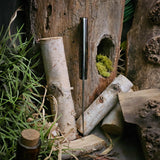 Custom trailing point hunter - Spalted red oak burl - Black canvas liners - mosaic pins