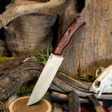 Custom Forged Camp Knife - Nightfire Micarta - Orange Glow Liners - Orange Pins