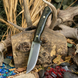 Artemis Hunter - Green and Black Canvas Micarta - Natural Canvas Liners - Brass Pins