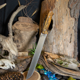 Forged Camp Chopper - Spalted Tamarind - Red and Black Liners - Mosaic Pins