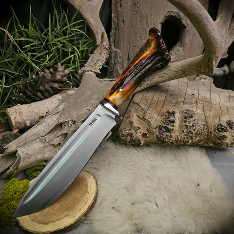 Custom bowie - stag crown / red and black spacer