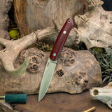 Custom Spear Point - Maroon Linen Micarta - White Liners - Aluminum pins