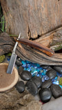 Swing through straight razor - desert ironwood - black canvas liners - tortoise shell spacer