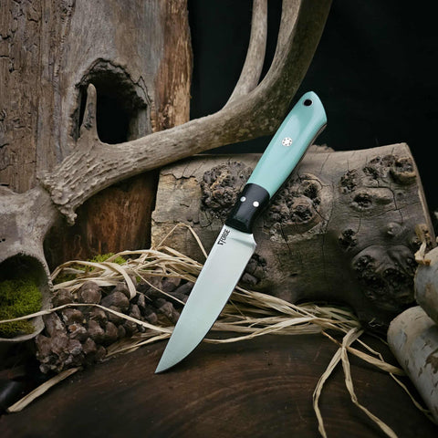 Sabertooth - black canvas micarta/ Tiffany blue g10
